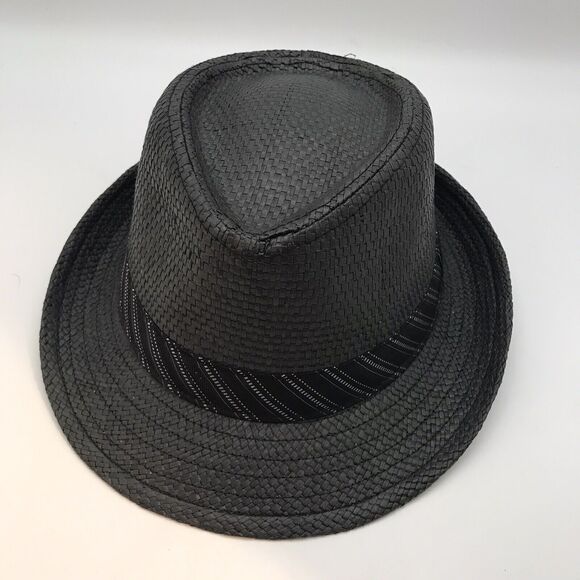 Scala Unisex L Black Summer Straw Fedora Hat Band Trilby Cuban Panama Short Brim - Picture 1 of 10